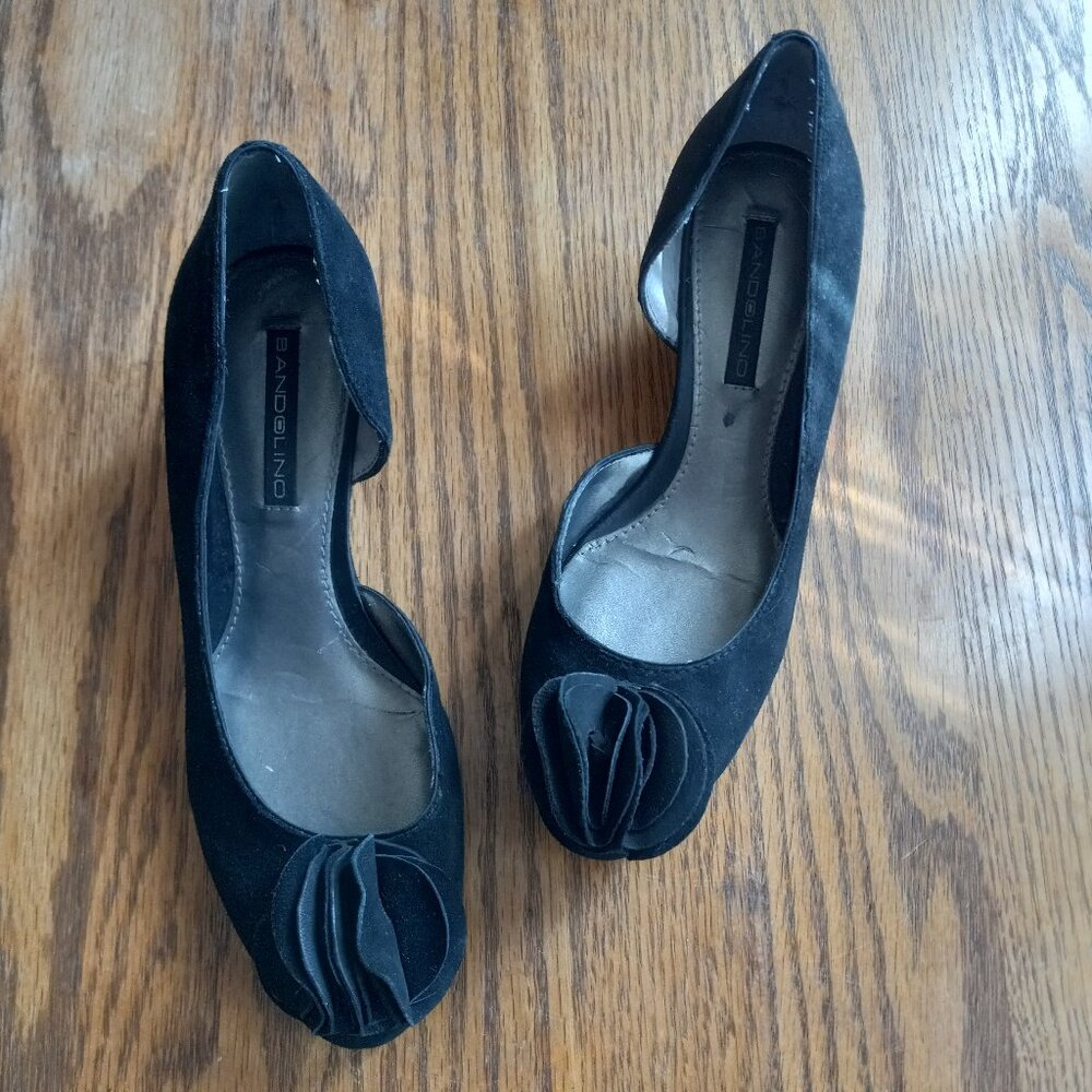 Black Kitten Heel Wedge D Orsay Shoes Size 5.5 Retro